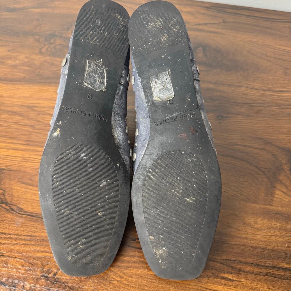 Free People Gray Distressed Studded Mary Jane Flats - Picture 7 of 9